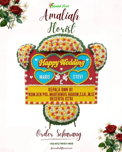 Karangan Papan Bunga Pernikahan di Slawi